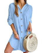 Women's Effortless Button Down Casual Shirt Dress