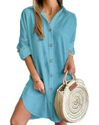 Women's Effortless Button Down Casual Shirt Dress