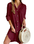 Women's Effortless Button Down Casual Shirt Dress