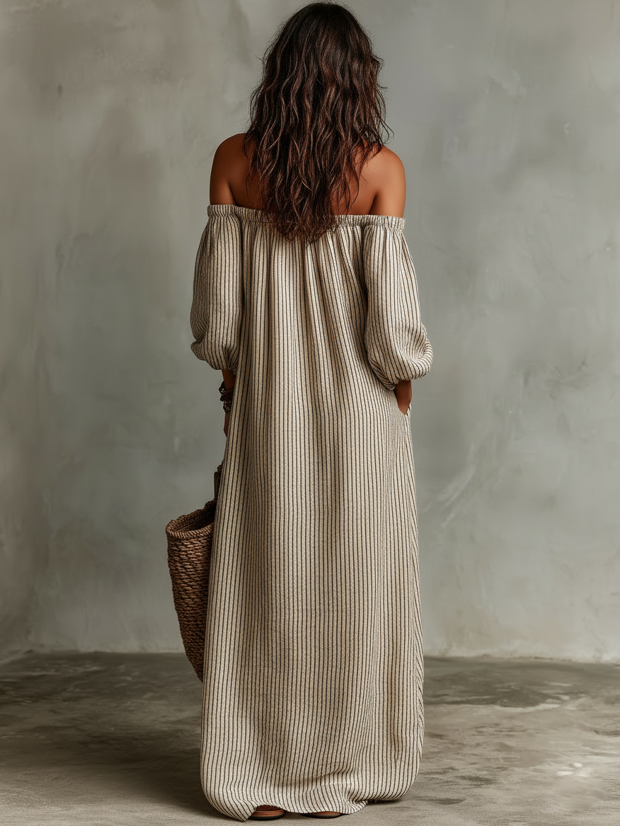 Women's Elegant Off-Shoulder Long Sleeve Maxi Dress