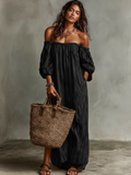 Women's Elegant Off-Shoulder Long Sleeve Maxi Dress