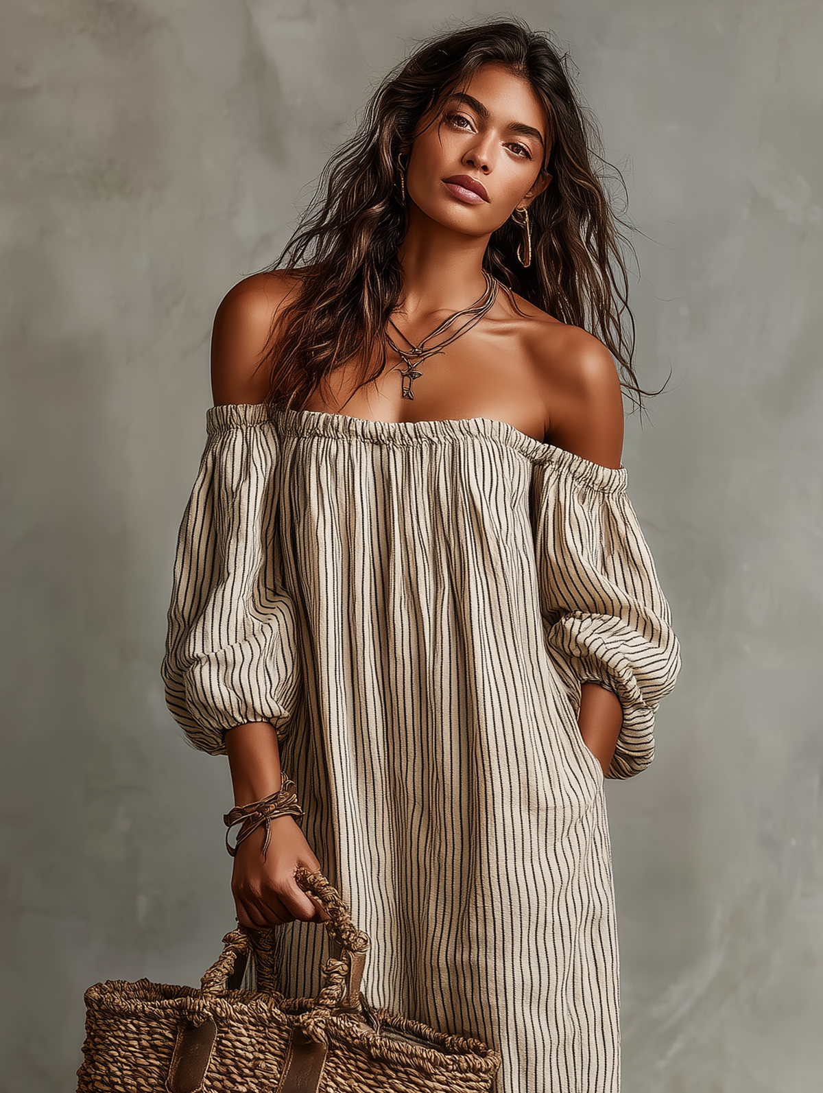 Women's Elegant Off-Shoulder Long Sleeve Maxi Dress