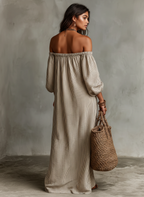 Women's Elegant Off-Shoulder Long Sleeve Maxi Dress