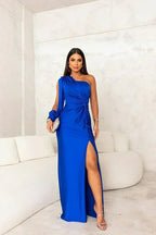 Women's Elegant One-Shoulder Twist Maxi Wedding Guest Dress