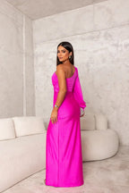 Women's Elegant One-Shoulder Twist Maxi Wedding Guest Dress