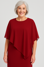 Women's Elegant Pleated Midi Dress with Flattering Fit