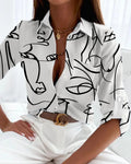 Women's Elegant Printed Blouse - Chic Artistic Design