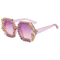 Women's extravagant hexagon sunglasses with crystal embellishment