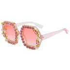 Women's extravagant hexagon sunglasses with crystal embellishment