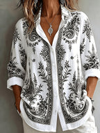 Women's Floral Paisley Oversized Long Sleeve Blouse