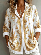 Women's Floral Paisley Oversized Long Sleeve Blouse