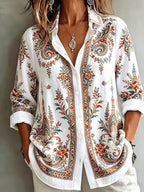Women's Floral Paisley Oversized Long Sleeve Blouse