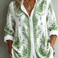 Women's Floral Paisley Oversized Long Sleeve Blouse