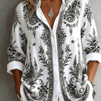 Women's Floral Paisley Oversized Long Sleeve Blouse