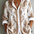 Women's Floral Paisley Oversized Long Sleeve Blouse
