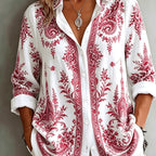 Women's Floral Paisley Oversized Long Sleeve Blouse