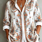 Women's Floral Paisley Oversized Long Sleeve Blouse