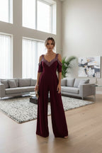 Women's Glamorous Rhinestone Jumpsuit - Effortless Evening Style