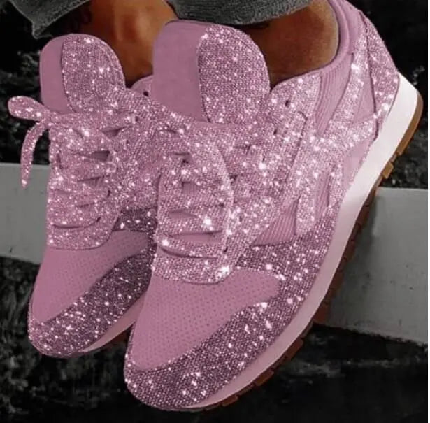 Women's Glitter Lace-Up Everyday Trainers