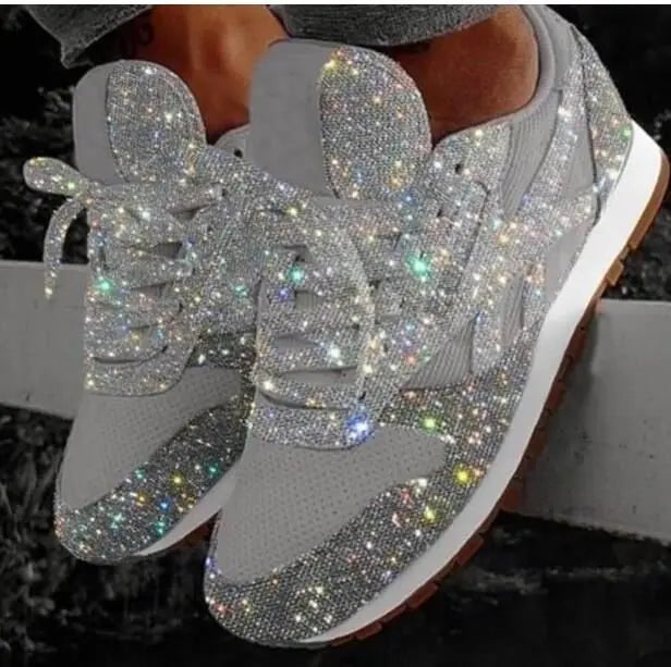 Women's Glitter Lace-Up Everyday Trainers