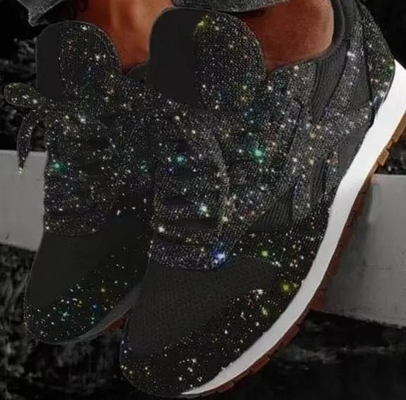 Women's Glitter Lace-Up Everyday Trainers
