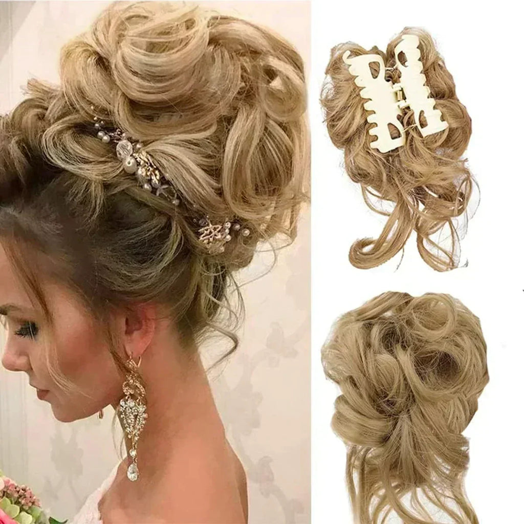 Women's Instant Messy Bun Hair Clip with Curls - Easy Updo