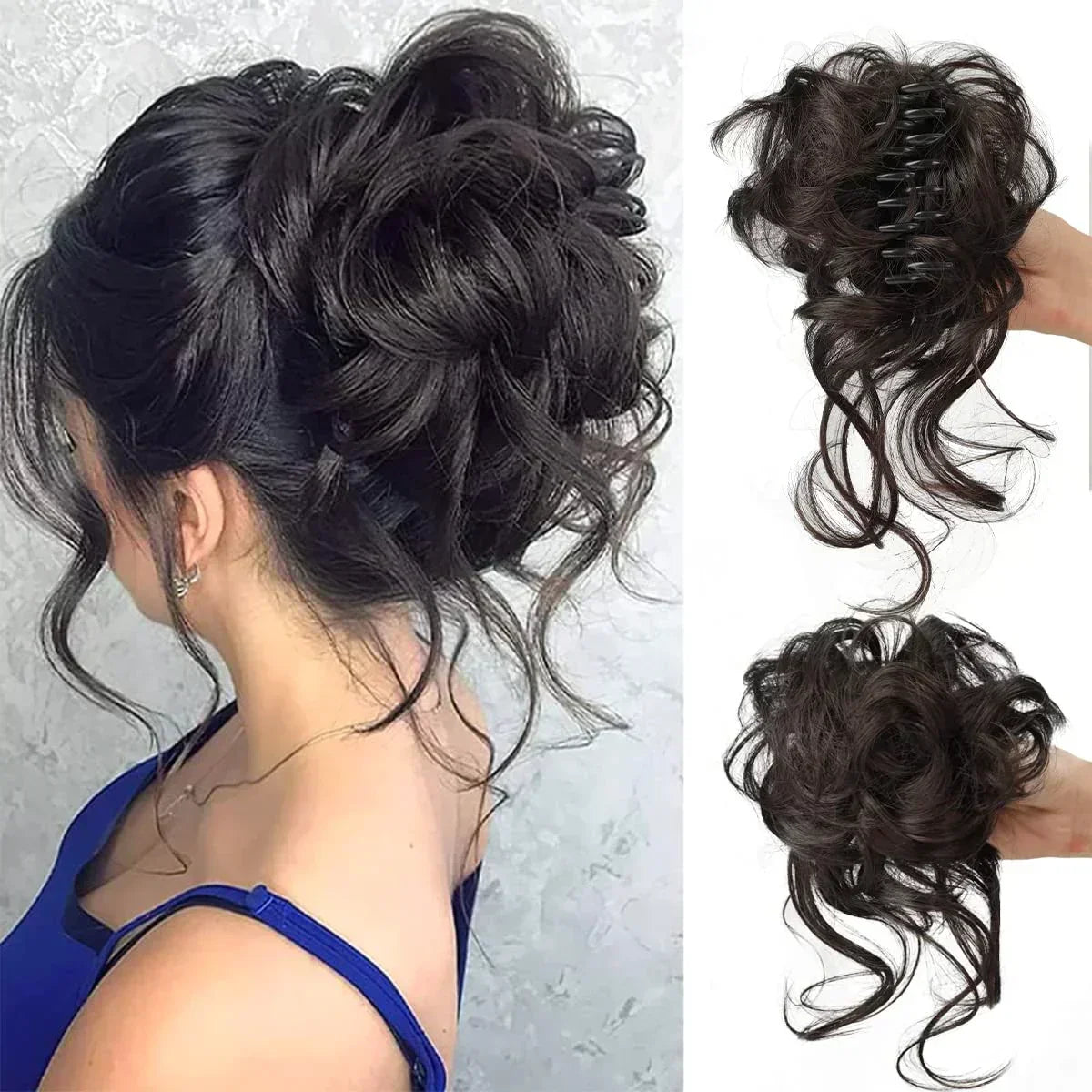 Women's Instant Messy Bun Hair Clip with Curls - Easy Updo