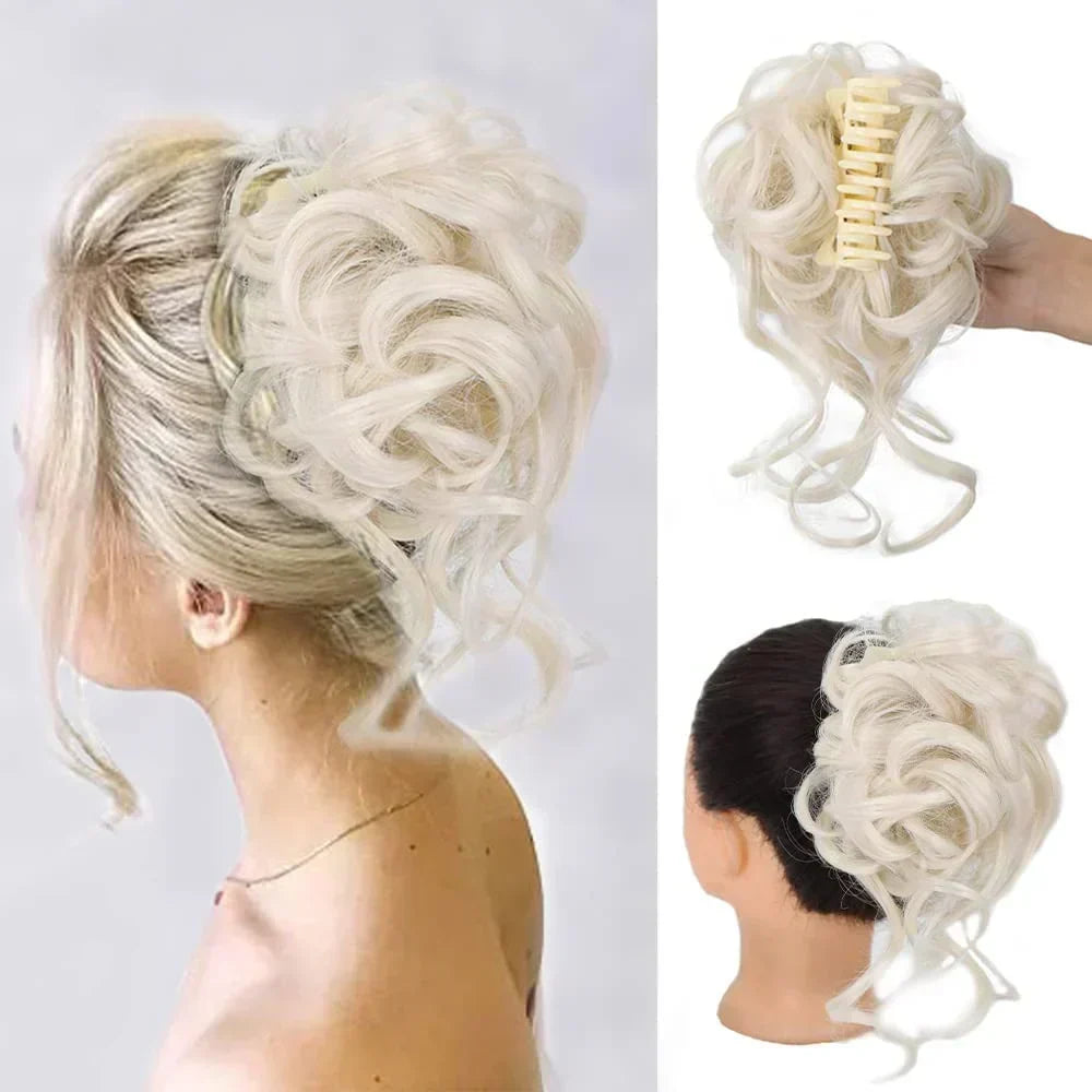 Women's Instant Messy Bun Hair Clip with Curls - Easy Updo