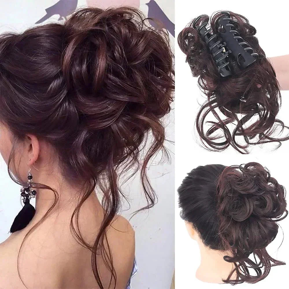 Women's Instant Messy Bun Hair Clip with Curls - Easy Updo