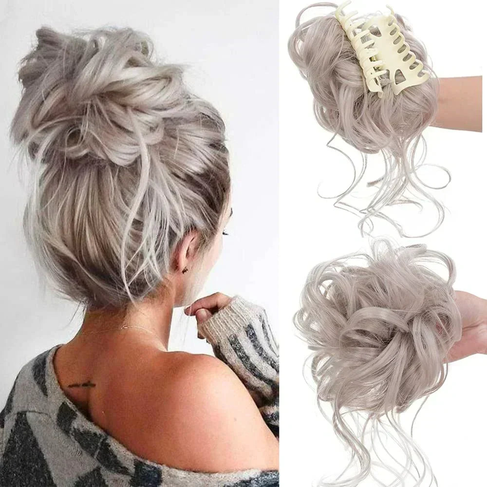 Women's Instant Messy Bun Hair Clip with Curls - Easy Updo