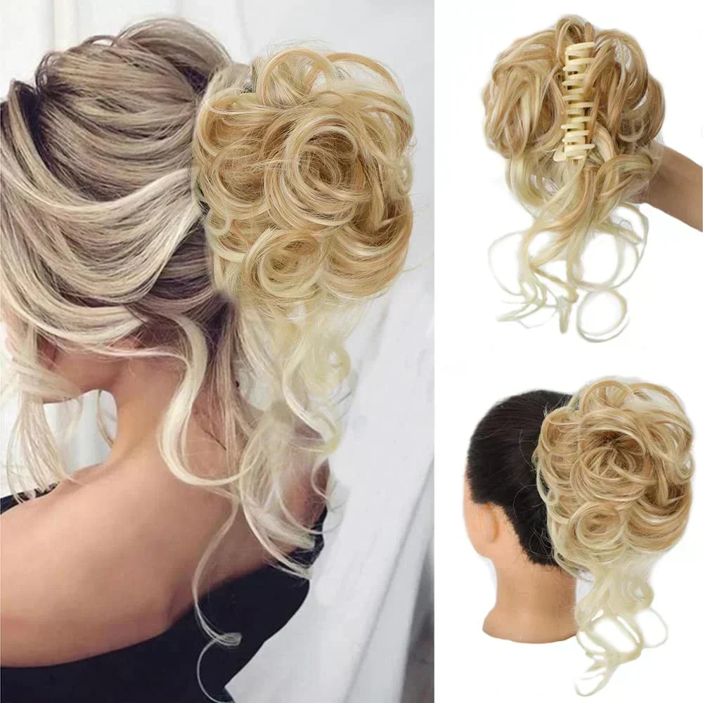 Women's Instant Messy Bun Hair Clip with Curls - Easy Updo