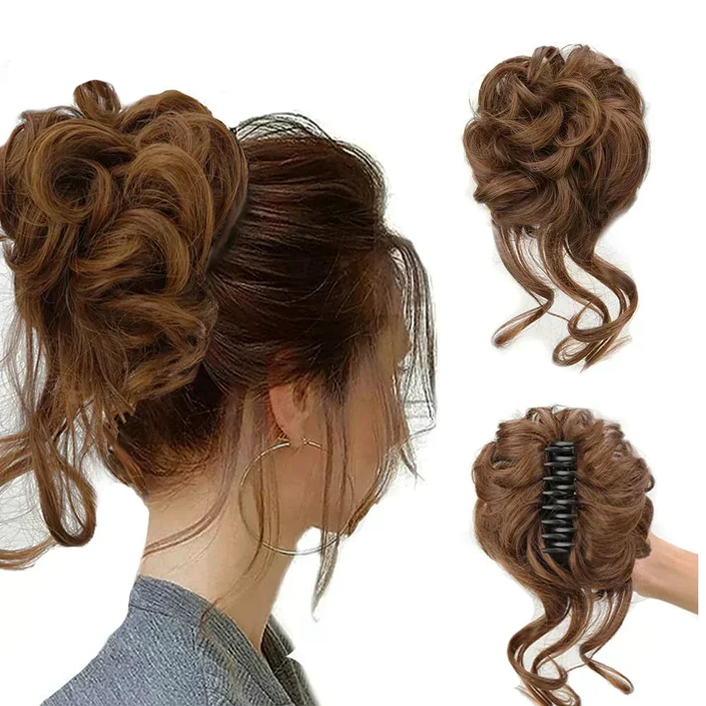 Women's Instant Messy Bun Hair Clip with Curls - Easy Updo