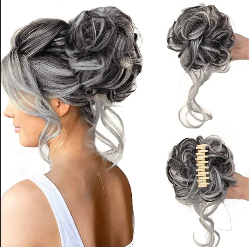 Women's Instant Messy Bun Hair Clip with Curls - Easy Updo