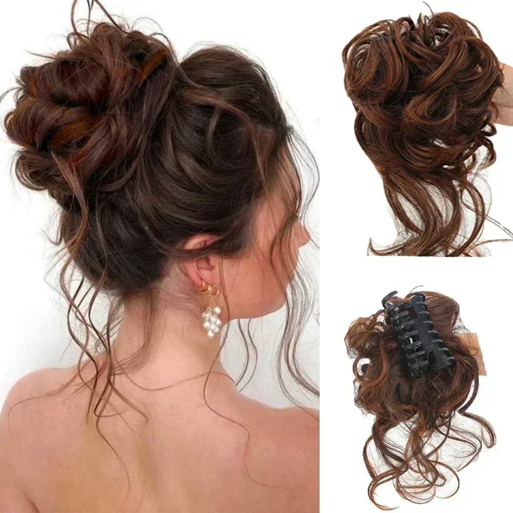 Women's Instant Messy Bun Hair Clip with Curls - Easy Updo