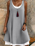 Women's Layered Mini Dress: Chic Sleeveless Scoop Neck Style