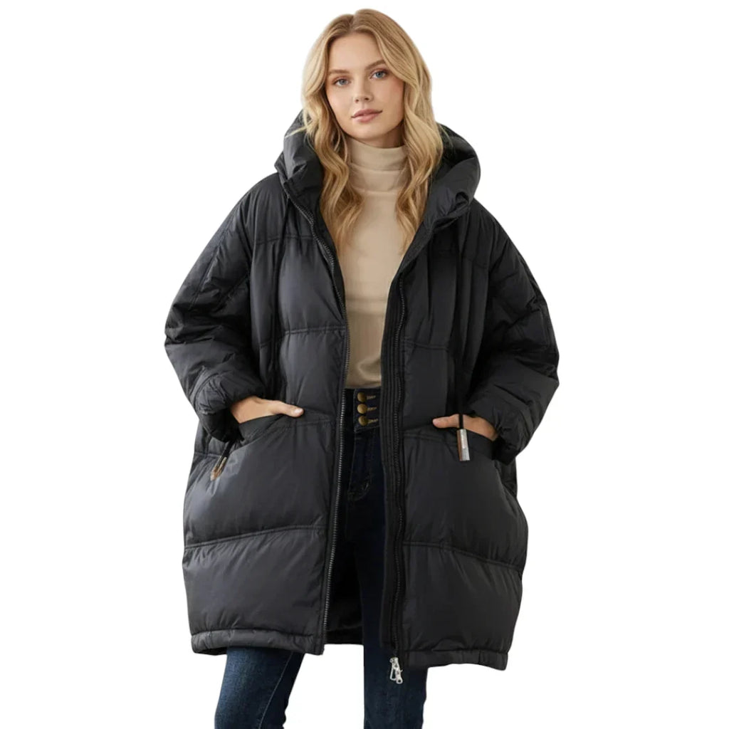 Women's Long Hooded Down Jacket for Winter