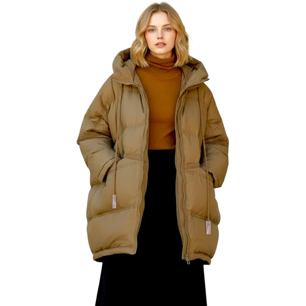 Women's Long Hooded Down Jacket for Winter