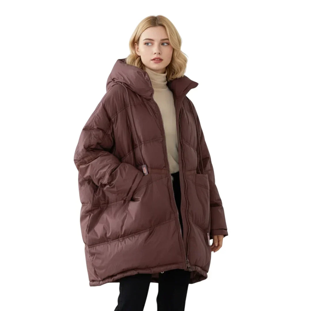 Women's Long Hooded Down Jacket for Winter