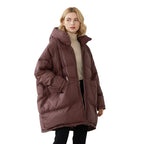 Women's Long Hooded Down Jacket for Winter