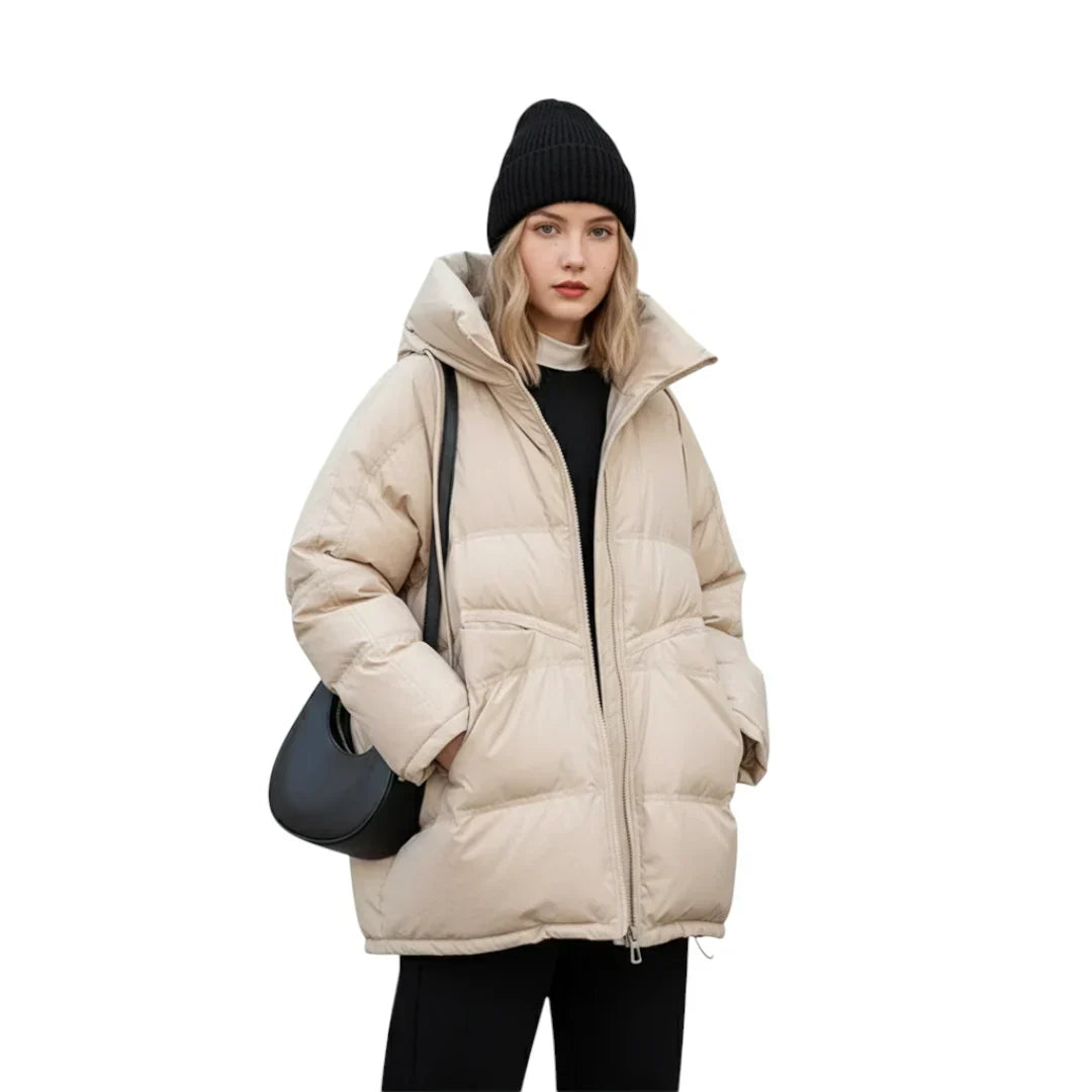 Women's Long Hooded Down Jacket for Winter