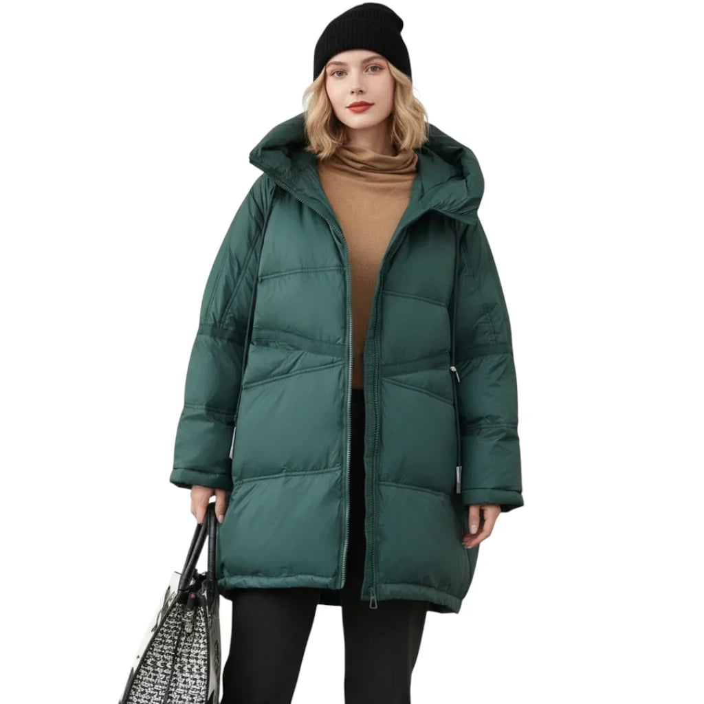 Women's Long Hooded Down Jacket for Winter