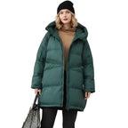 Women's Long Hooded Down Jacket for Winter