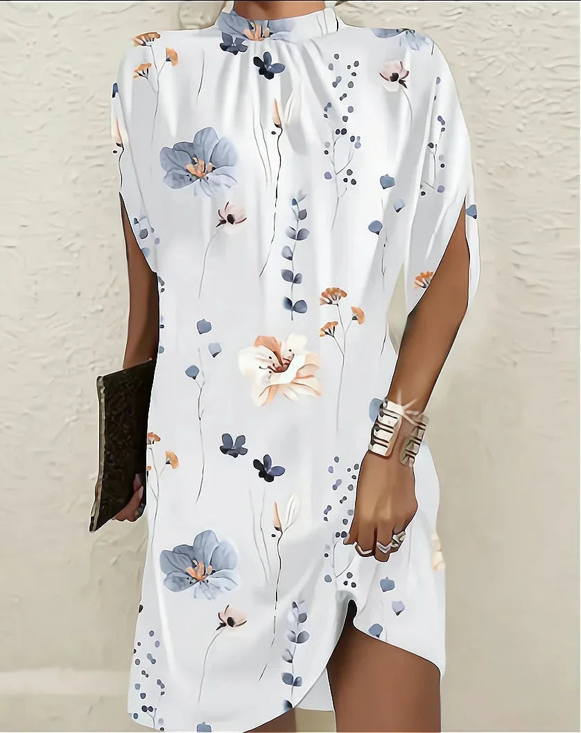 Women's Mock Neck Cape Sleeve Mini Dress – Effortless Style