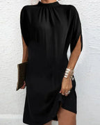 Women's Mock Neck Cape Sleeve Mini Dress – Effortless Style