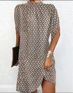 Women's Mock Neck Cape Sleeve Mini Dress – Effortless Style