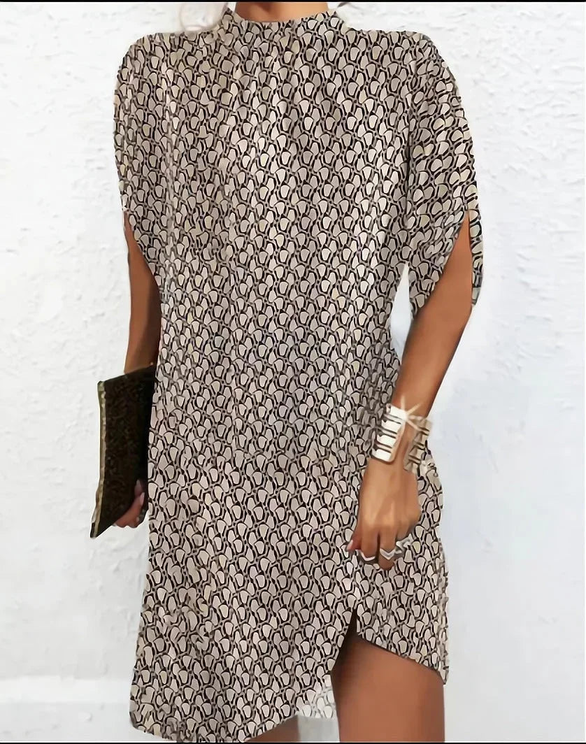 Women's Mock Neck Cape Sleeve Mini Dress – Effortless Style