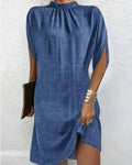 Women's Mock Neck Cape Sleeve Mini Dress – Effortless Style
