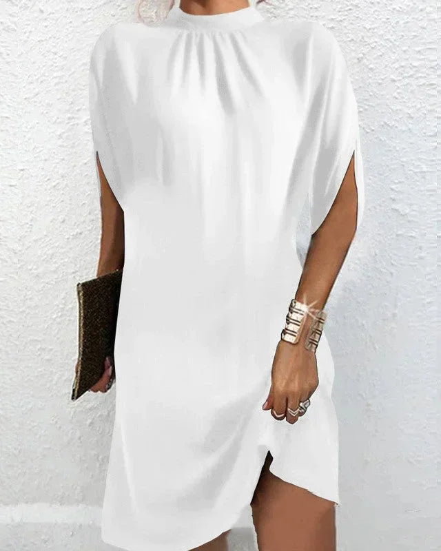 Women's Mock Neck Cape Sleeve Mini Dress – Effortless Style