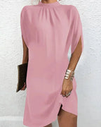 Women's Mock Neck Cape Sleeve Mini Dress – Effortless Style