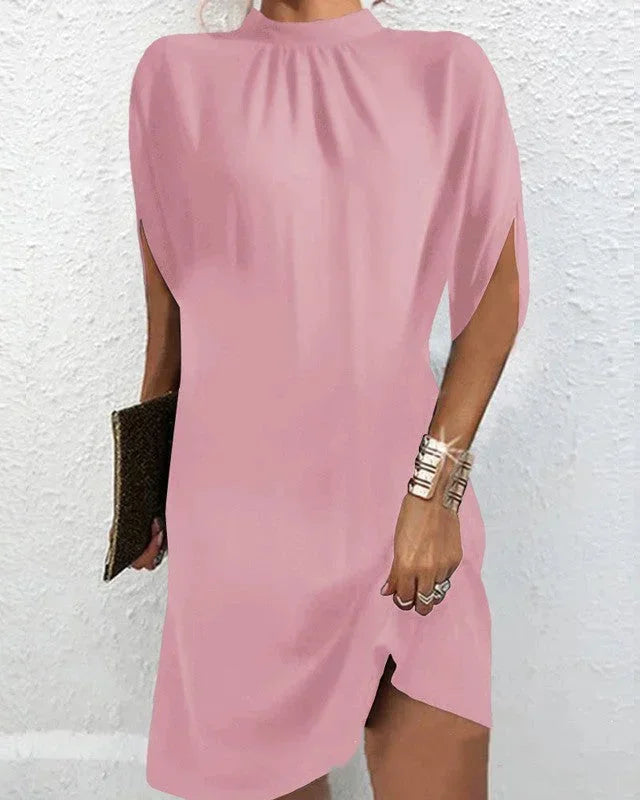 Women's Mock Neck Cape Sleeve Mini Dress – Effortless Style